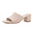 Knit Heeled Sandals For Women Square Open Toe Heeled Mules Chunky Block Low Heel Slip On Slides(7.5,Beige)