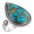 Turquoise Ring Sterling Silver 925 & Genuine Copper-Infused Matrix Turquoise (Framed Teardrop, 11)