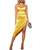 Women's Satin Lace up Backless High Slit Dress Asymmetric Hem Club Clubwear Midi Elegant Dresses for Evening Party Yellow