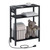 Narrow Side Table with Charging Station, Small End Table for Small Spaces, Slim Nightstand with Storage Basket, 3 Tier Skinny Bedside Table for Living Room, Bedroom, Black