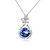 September Birthstone Sterling Silver Teardrop Necklace Butterfly Pendant with Simulated Sapphire Crystal,Gift for Women Girls