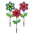 In the Breeze 14 Inch Neon Colorblock Double Flower Spinners - 3 Pack - Colorful Wind Spinners for your Yard and Garden