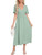 Simplee Womens Boho Maxi Dress Summer Wedding Guest Short Sleeve V Neck Swiss Dot Flowy Dresses(M Sage Green)