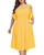 Yellow Plus Size Dress Women Cold Shoulder Wedding Guest Party Short Semi Formal Cocktail Midi Dresses with Pockets