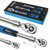 3PCS Extendable Ratchet Wrench Set,1/4" 3/8" 1/2" Drive 72-Tooth, Quick-Release, Reversible Drive Socket Wrenches,Soft Grip Handle with Storage Tray