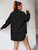 Womens Long Sleeve Blouse Solid Drop Shoulder Button Up Oversized Black Shirt Office Shirt Work Tops