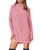 Women's Casual Knit Long Pullover Sweaters Tops Mock Neck Long Sleeve Oversized Fall Winter Sweater Dresses 2024(Solid Pink, Large)