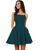 Junior's Teal Satin Homecoming Dresses with Pockets Spaghetti Straps Short Prom Dresses for Teens Elegant 0