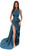 Teal Mermaid Bridesmaid Dresses 2023 Elegant Long Satin Formal Dress One Shoulder Bodycon Evening Party Gown with Slit for Women BD363-0