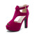 Women's Platform Chunky Block High Heel Peep-Toe Dress Sandals Velvet Rose Red Label Size 43-265mm - US 10.5