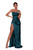 One Shoulder Satin Prom Dresses for Women Teal Long Mermaid Bridesmaid Formal Dresses Evening Party Gowns Size02 PA382