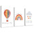 Nursery Poster Rainbow Clouds Canvas Paintings Nordic Balloon Animals Picture Baby Room Decor 3Psc/set (8x12inchx3(20x30cmx3),Inner Frame)