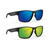 2 Pairs Charlie Sport Fishing Sunglasses Black Frame Polarized Green Mirror Lens & Blue Mirror Lens