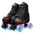 Roller Skates for Women and Men Cowhide High-Top Shoes Classic Double-Row Roller Skates Four-Wheel Roller Skates for Men Girls Unisex (Lightning Black Flash Wheel,43=US:8.5)