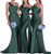 Bridesmaid Dresses One Shoulder Mermaid Satin Prom Dresses Wedding Party Dress Formal Evening Gowns Teal US2