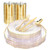 30Guest Clear and Gold Plastic Plates with Gold Plastic Silverware include 30 Dinner Plates,30 Salad Plates,30 Forks, 30 Knives,30 Spoons,30 Cups for Thanksgiving