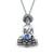 Yogi Rainbow Moonstone Amulet Amitabha Buddha Pendant Necklace For Women For Teen Oxidized .925 Sterling Silver With Chain