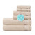 100% Cotton Bath Towels Set Of 6 Piece, 2 Bath Towels, 2 Hand Towels, 2 Washcloths, Quick Dry Towels, Soft & Absorbent, Bathroom Essentials, Beige