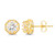 Sterling Silver Yellow 6mm Round Cubic Zirconia Hexagon Stud Earring
