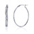 Sterling Silver Rhodium 35x4mm Textured Oval Hoop Earring