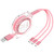 Multi USB Charger Cable Retractable 3 in 1 Multiple Charging Cord Adapter with Mini Type C Micro USB Port Connectors Compatible with Cell Phones,3.3FT,Pink