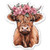 Highland Cow Sticker - 3" Laptop Sticker - Waterproof Vinyl for Car, Phone, Water Bottle - Floral Pretty Cow Decal