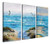 Canvas Wall Art Blue Ocean Seascape Painting Pictures Nature Landscape Birds Modern Artwork 16"x32"x3 Panels Stretched and Framed Large Size for Home Office Living Room Bedroom Bathroom D?r