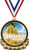 Sandcastle Building Competition Medals - 2.5" Gold Sandcastle Medal Award Includes Red White and Blue Neck Ribbon, Great Sandcastle Building Awards 1 Pack