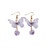 Elegant Crystal Purple Butterfly Tassel Dangle Earrings Rhinestone Drop Earrings Pearl Long Tassel Dangle Earrings Wedding Jewelry for Women Girls-C