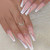 French Tip Press on Nails Pink Fake Nails Medium False Nails with Rhinestone Designs Coffin Glue on Nails Cute Stick on Nails White Tip Acrylic Nails Full Cover Glossy Artificial Nails