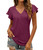 Womens Tops and Blouses Casual Summer Short Sleeve V Neck Tops Shirt Loose Casual Ruffle Sleeves Tee Blouse