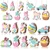 30 Pcs Happy Easter Wooden Ornaments with Ropes Spring Easter Egg Gnome Bunny Carrot Basket Holiday Easter Decorations Wood Bunny Ornament Embellishments Decorative Hanging Ornaments for Easter Party