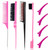 8 Pieces Hair Styling Comb Set Teasing Hair Brush Rat Tail Comb Edge Brush for Edge & Back Brushing, Combing, Slicking Hair for Women (Pink)