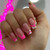 Medium Press on Nails Square Fake Nails Pink French Tip Squoval Glue on Nails with Glitter Design 24pcs Glossy Artificial Acrylic Nails for Women