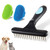 Pet Dematting Undercoat Rake + 2 Pack Dog Pet Bath Grooming Brush - Undercoat Rake Grooming Tool Deshedding Tangles Removing - Shedding Brush Dematting Undercoat Comb Dogs and Cats, Blue