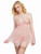 Women's 3 Piece Set: Underwire Babydoll, Garter Belt and G-String, Pink Champagne, Medium