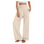 Women's Linen Palazzo Pants Wide Leg High Waisted Lounge Pants Summer Casual Flowy Beach Pants Trousers with Pockets Beige