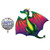 Mythical Dragon Jumbo 45" Foil Party Balloon and 18" Happy Birthday Balloon For Birthday
