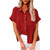 Women Short Sleeve Cotton Linen Shirts Button Down Blouse Women's Tops Fashion 2023 Gauze Collared Summer Tops Boho Boho Casual Ladies Clothes Red L