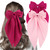 Pink Hair Bow 2Pcs Silky Satin Big Hair Bows for Women Hair Ribbons Oversized Long Tail Large Hair Bow Hair Barrettes Metal Clips Bowknot Cute Hair Accessories (Hot Pink Light Pink)