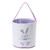 Easter Bucket, Canvas Easter Bunny Basket, Bunny Face Print Basket, Easter Basket with Handle for Easter Egg Hunts for Easter Party Gifts (Purple)