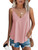 Womens Tank Tops Summer Sleeveless V Neck Embroidery Casual Cute Flowy Loose Fit Shirts Pink