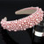 Pink Pearl Headbands for Women Girls, Cute Puffy Padded Headband with Faux Pearl for Wedding Bride Fashion, Wide Thick Beaded Bling Hairbands Hair Hoop Accessories for Birthday