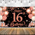 , Rose Gold Sweet 16 Banner for Girls - XtraLarge, 72x44 Inch | Rose gold and Black Happy 16th Birthday Banner | Sweet 16 Birthday Decorations for Girls | Pink Sweet 16th Birthday Backdrop