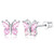 925 Sterling Silver Stud Earrings for Women Pink Flower Butterfly CZ Stud Earrings Lightweight Screw Back Stud Earrings for for Sensitive Ear (Butterfly)