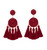 Tassel Dangle Earrings for Women Beaded Thread Fringe Drop Earrings Boho Statement Stud Earrings (Wine Red)