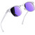 Semi Rimless Sunglasses Polarized UV Protection Half Frame Sun Glasses Horn Rimmed Mirrored Purple Shades for Women Men Sunnies