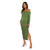 Women Sexy Bodycon Dress Off Shoulder Long Sleeve Elegant Ribbed Knit Midi Cocktail Dresses Green
