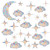 Window Clings for Glass Windows Moon Clouds Stars, Anti Collision Bird Alert Decals Stickers for Window, Non Adhesive Prismatic Rainbow Stickers