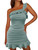 Womens Sexy Bodycon Ruched Mini Dresses One Shoulder Ruffle Sleeveless Party Club Beach Sundress Green Womens Sexy Bodycon Ruched Mini Dresses One Shoulder Ruffle Sleeveless Party Club Beach Sundress Green